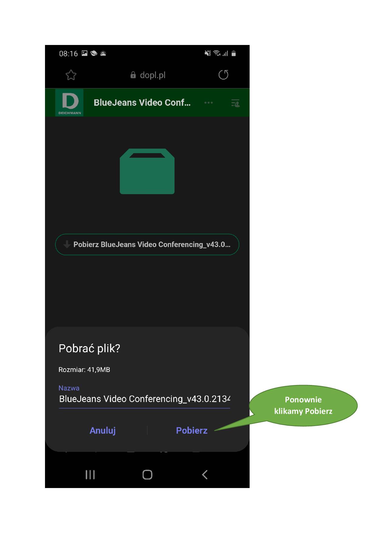 Instalacja aplikacji BlueJeans na smartfonie Samsung Galaxy A40-005.jpg