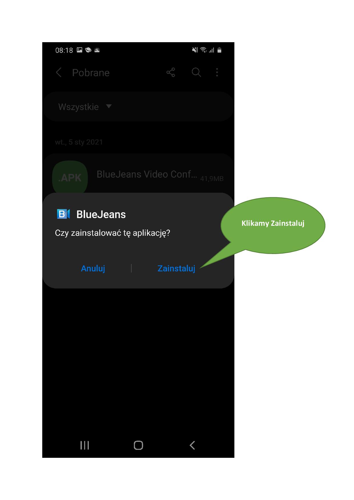 Instalacja aplikacji BlueJeans na smartfonie Samsung Galaxy A40-009.jpg