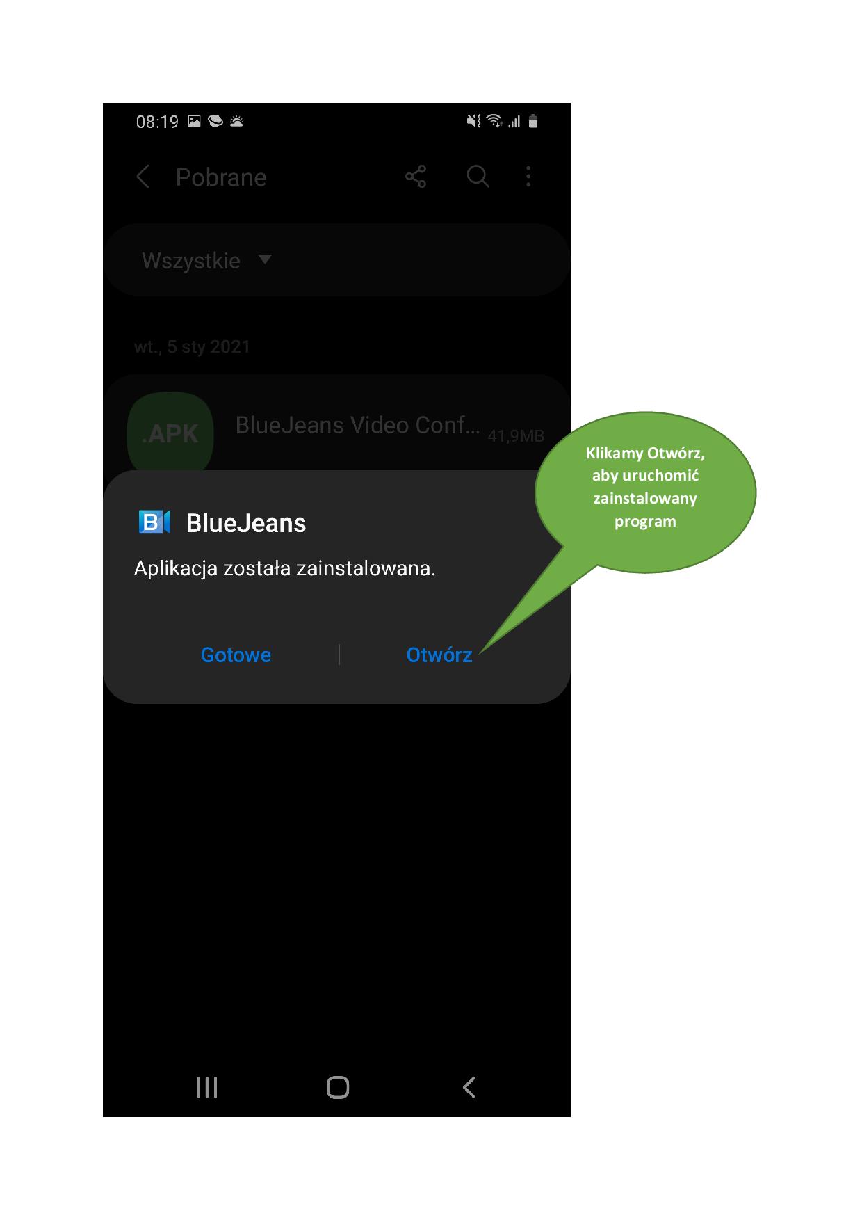 Instalacja aplikacji BlueJeans na smartfonie Samsung Galaxy A40-010.jpg